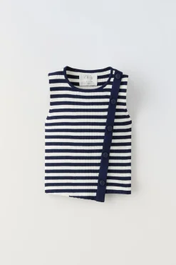 Niños ZARA 6 - 14 Años·Punto|6 - 14 Años·Camisetas<TOP RAYAS BOTONES