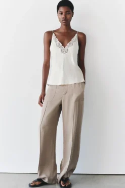 Best TOP SATINADO ENCAJE ZW COLLECTION Mujer Tops / Bodies