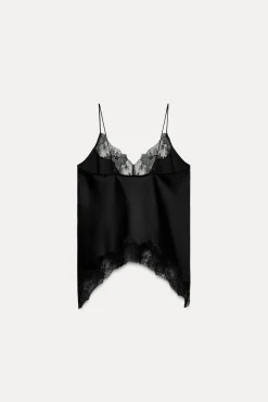 Outlet TOP SATINADO ENCAJE ZW COLLECTION Mujer Tops / Bodies