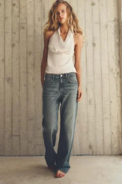 Fashion TOP SATINADO HALTER DRAPEADO Mujer Tops / Bodies