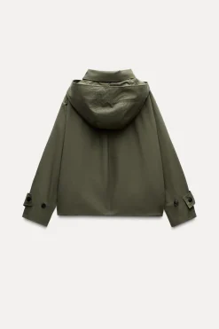 New TRENCH CORTO CAPUCHA ZW COLLECTION Mujer Abrigos / Anoraks|Chaquetas / Cazadoras