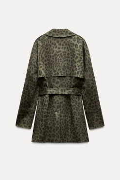 Best TRENCH CORTO ESTAMPADO ANIMAL EFECTO ANTE Mujer Abrigos / Anoraks