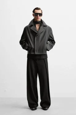 Fashion TRENCH CROPPED FIT PIEL Hombre Piel