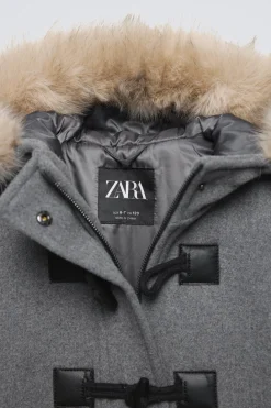 Niños ZARA 6 - 14 Años·Abrigos<TRENKA CAPUCHA EFECTO PELO