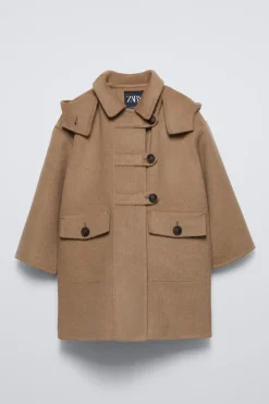 Niños ZARA 6 - 14 Años·Abrigos<TRENKA CON LANA CAPUCHA
