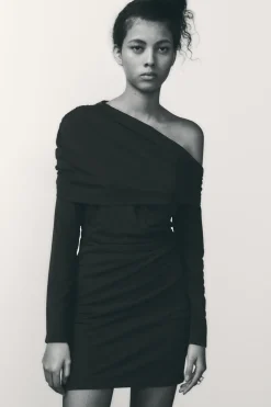 New VESTIDO ASIMÉTRICO PLIEGUES Mujer Vestidos