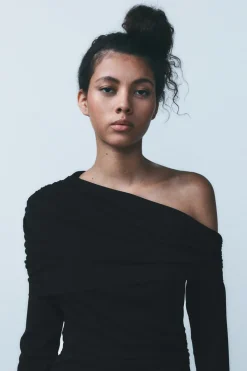 New VESTIDO ASIMÉTRICO PLIEGUES Mujer Vestidos