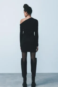 New VESTIDO ASIMÉTRICO PLIEGUES Mujer Vestidos