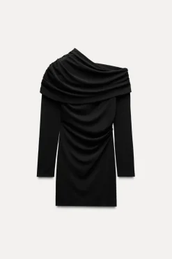 New VESTIDO ASIMÉTRICO PLIEGUES Mujer Vestidos