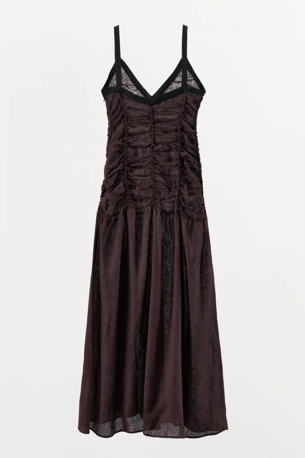 New VESTIDO 100% LINO DRAPEADO CONTRASTE Mujer Vestidos|Lenceria