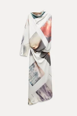 Sale VESTIDO ASIMÉTRICO ESTAMPADO ZW COLLECTION Mujer Vestidos