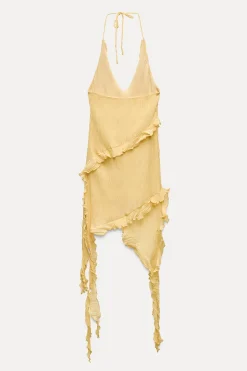 Outlet VESTIDO ASIMÉTRICO PLISADO VOLANTES Mujer Vestidos