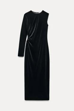 Clearance VESTIDO ASIMÉTRICO TERCIOPELO ZW COLLECTION Mujer Vestidos