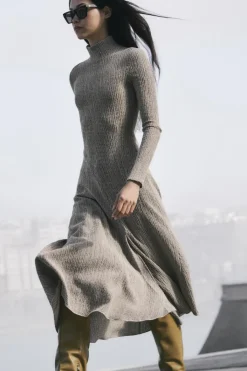 New VESTIDO ASIMÉTRICO TEXTURA Mujer Vestidos