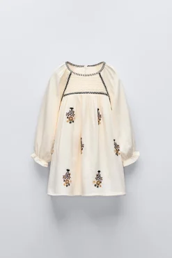 Niños ZARA 1½ - 6 Años·Vestidos / Petos|6 - 18 Meses·Vestidos / Monos<VESTIDO BORDADO NIDO DE ABEJA