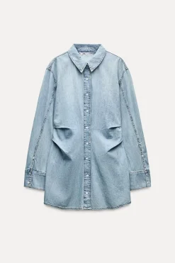 New VESTIDO CAMISERO DENIM TRF Mujer Vestidos