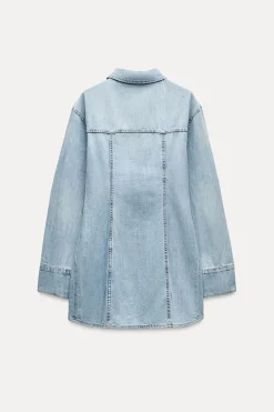 New VESTIDO CAMISERO DENIM TRF Mujer Vestidos