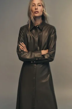 Best VESTIDO CAMISERO EFECTO PIEL Mujer Vestidos