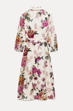 New VESTIDO CAMISERO LINO 100% ZW COLLECTION Mujer Vestidos