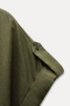 New VESTIDO CAMISERO MINI CON LINO Mujer Vestidos