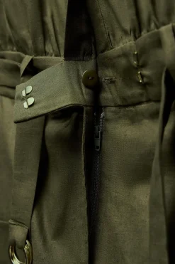 New VESTIDO CAMISERO MINI CON LINO Mujer Vestidos