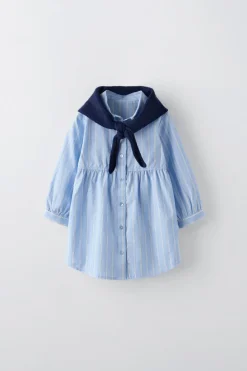 Niños ZARA 1½ - 6 Años·Vestidos / Petos|6 - 18 Meses·Vestidos / Monos<VESTIDO CAMISERO RAYAS BANDANA PUNTO