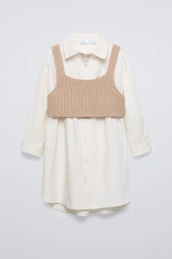 Niños ZARA 6 - 14 Años·Vestidos / Monos<VESTIDO CAMISERO TOP PUNTO