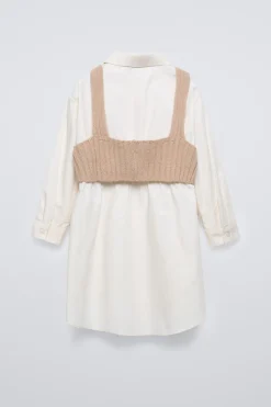 Niños ZARA 6 - 14 Años·Vestidos / Monos<VESTIDO CAMISERO TOP PUNTO