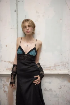 Online VESTIDO COMBINADO BORDADO ABALORIOS Mujer Vestidos