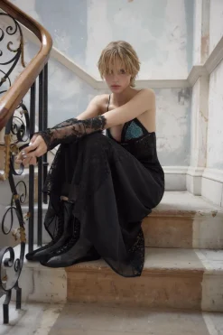 Online VESTIDO COMBINADO BORDADO ABALORIOS Mujer Vestidos