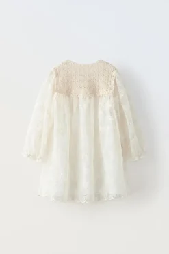 Niños ZARA 1½ - 6 Años·Vestidos / Petos|6 - 18 Meses·Vestidos / Monos<VESTIDO COMBINADO CROCHET Y BORDADOS
