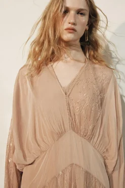 Sale VESTIDO COMBINADO ENCAJE ZW COLLECTION Mujer Vestidos