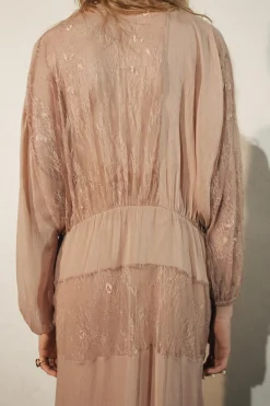 Sale VESTIDO COMBINADO ENCAJE ZW COLLECTION Mujer Vestidos