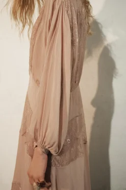 Sale VESTIDO COMBINADO ENCAJE ZW COLLECTION Mujer Vestidos