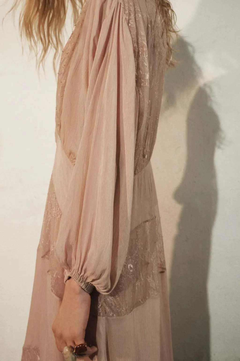 Sale VESTIDO COMBINADO ENCAJE ZW COLLECTION Mujer Vestidos