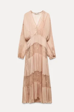 Sale VESTIDO COMBINADO ENCAJE ZW COLLECTION Mujer Vestidos