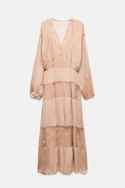 Sale VESTIDO COMBINADO ENCAJE ZW COLLECTION Mujer Vestidos