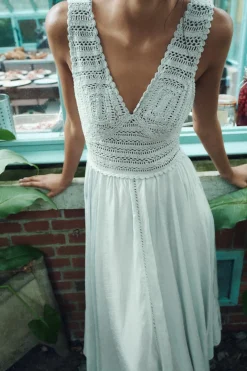 Sale VESTIDO COMBINADO PUNTO CROCHET Mujer Vestidos|Cárdigan / Jerséis