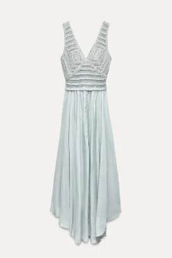 Sale VESTIDO COMBINADO PUNTO CROCHET Mujer Vestidos|Cárdigan / Jerséis