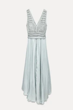 Sale VESTIDO COMBINADO PUNTO CROCHET Mujer Vestidos|Cárdigan / Jerséis