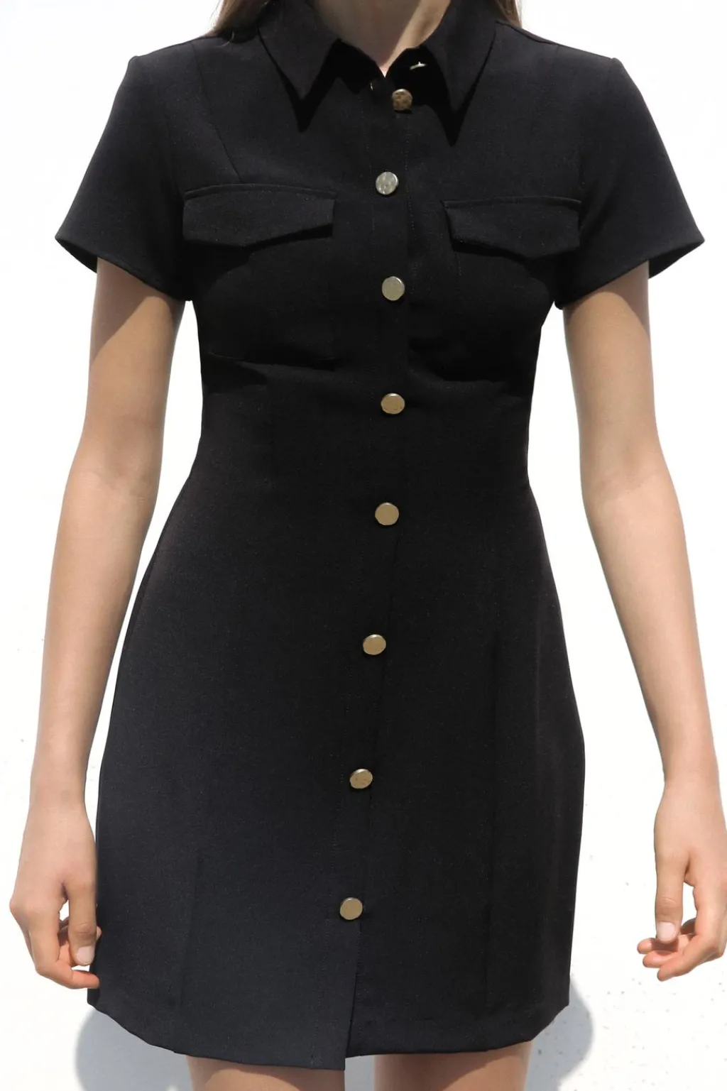 Hot VESTIDO CORTO BOTONES DORADOS Mujer Vestidos