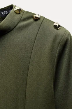 Sale VESTIDO CORTO BOTONES DORADOS HOMBRO Mujer Vestidos