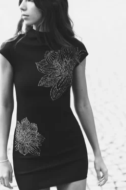 Hot VESTIDO CORTO BRILLOS PUNTO STRETCH Mujer Vestidos