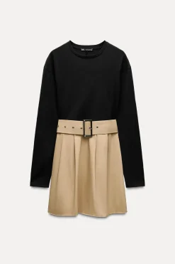 Discount VESTIDO CORTO COMBINADO CINTURÓN Mujer Vestidos