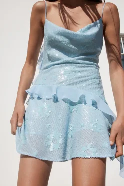 Sale VESTIDO CORTO LENTEJUELAS VOLANTES Mujer Vestidos