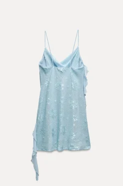 Sale VESTIDO CORTO LENTEJUELAS VOLANTES Mujer Vestidos