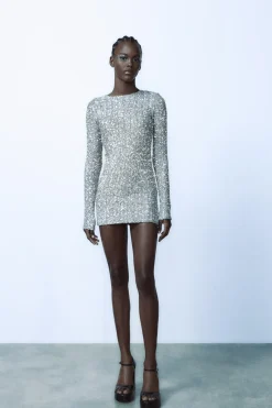 Outlet VESTIDO CORTO LENTEJUELAS Mujer Vestidos