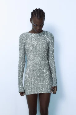 Outlet VESTIDO CORTO LENTEJUELAS Mujer Vestidos