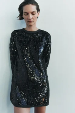 Hot VESTIDO CORTO PUNTO LENTEJUELAS Mujer Vestidos|Cárdigan / Jerséis