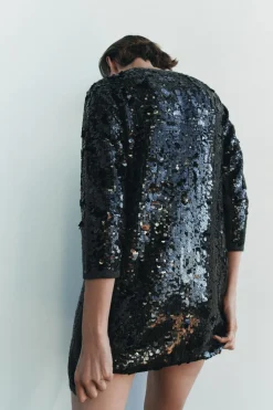 Hot VESTIDO CORTO PUNTO LENTEJUELAS Mujer Vestidos|Cárdigan / Jerséis